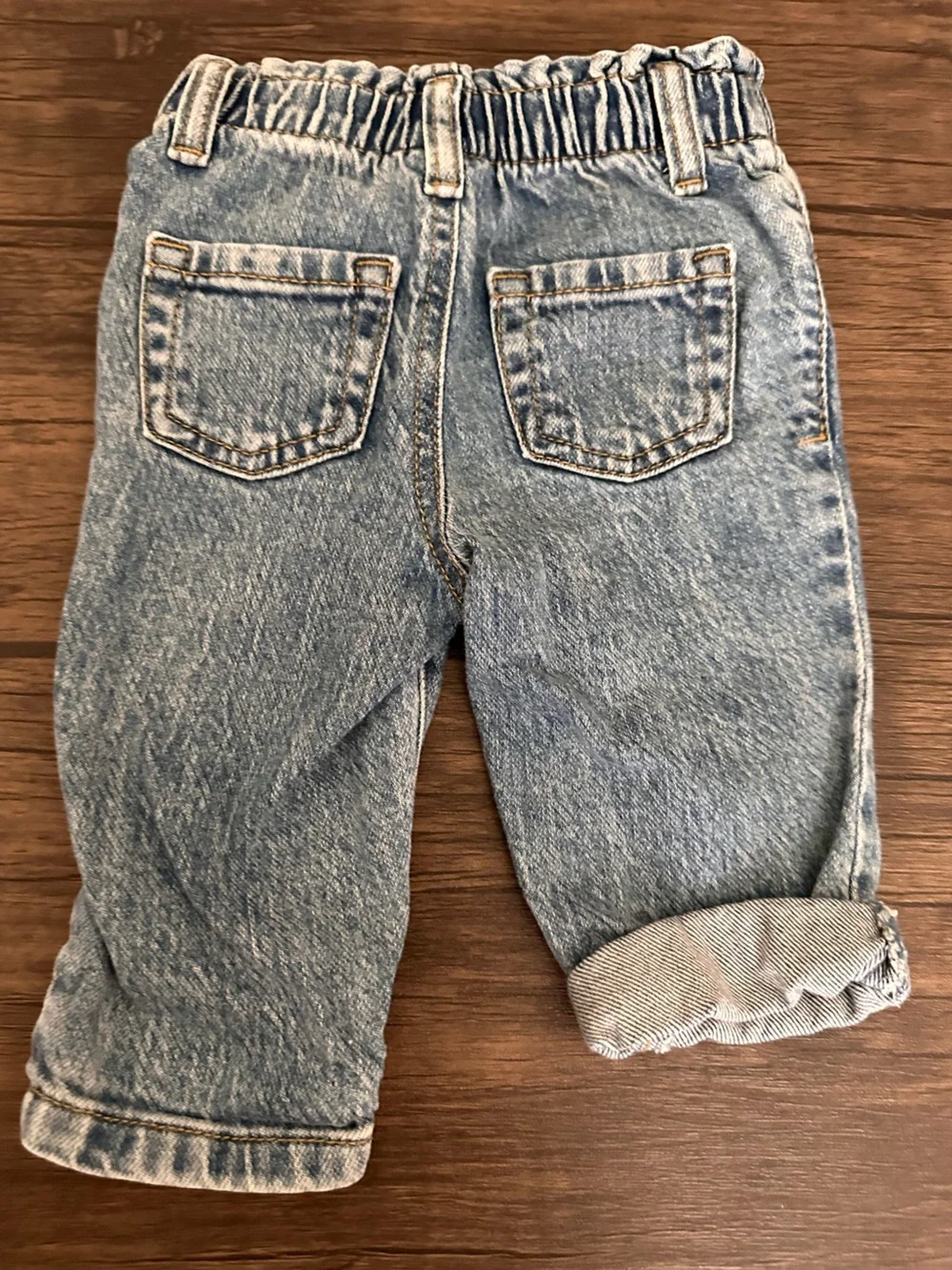Cat & Jack Light Blue Paper Bag Waist Denim Pants 12m